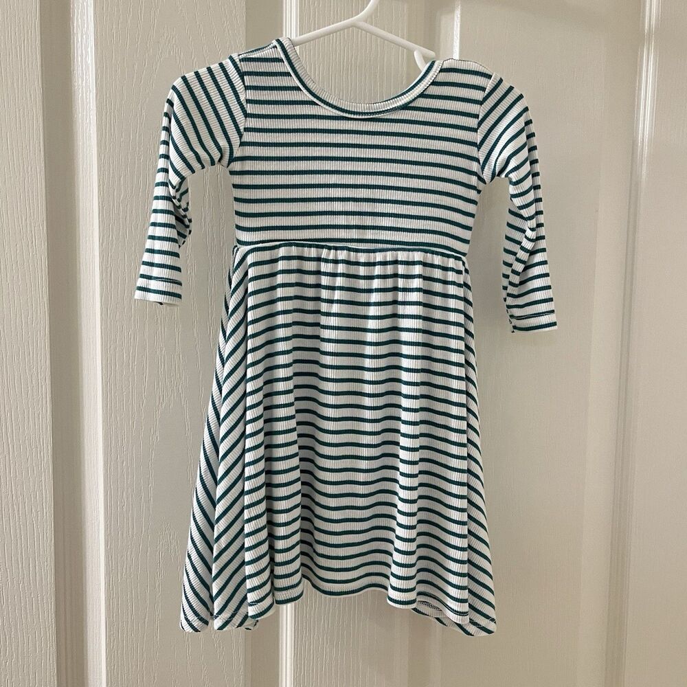 Childhoods Teal Striped Twirl Swing Dress Modal Blend Girls Size 12-18 Months